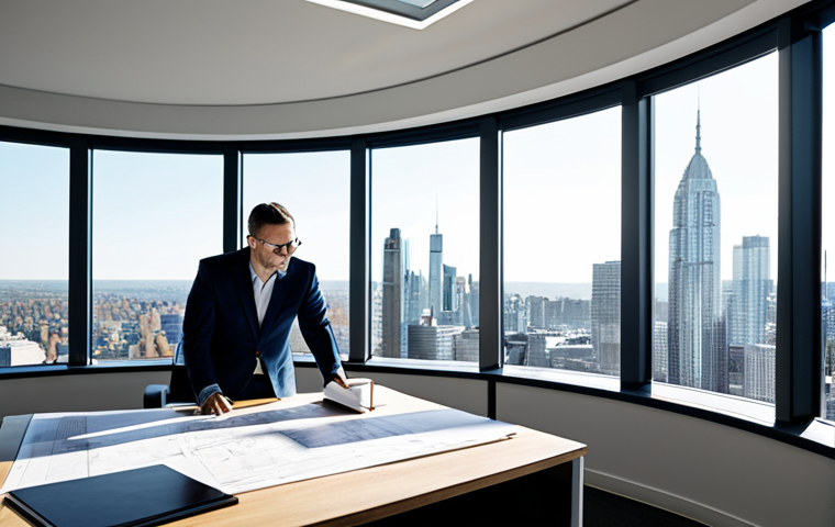 외장 SSD의 펌웨어 관리 팁 - **Prompt:** A professional architect in a modern, sunlit office, reviewing blueprints at a large des...