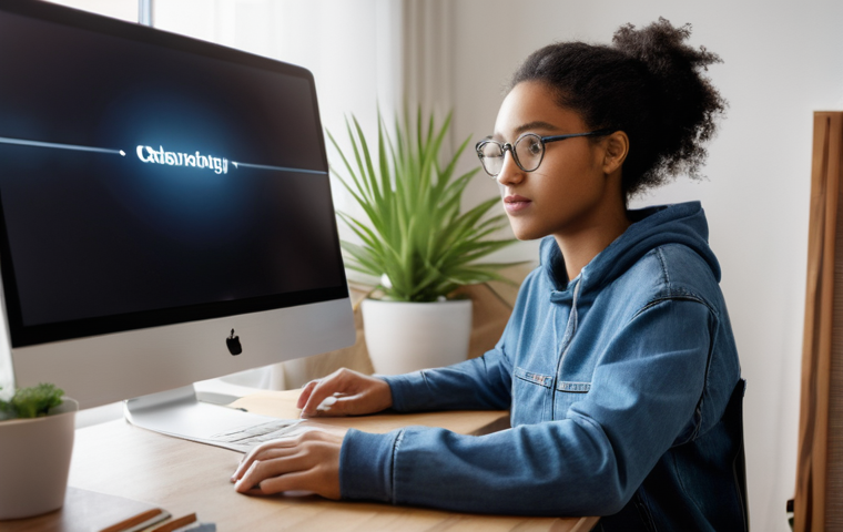 USB C 허브의 드라이버 설치 가이드 - **Prompt:** "A young adult, perhaps in their early twenties, with a diverse background, sits at a mo...