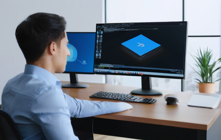 USB C 허브의 드라이버 설치 가이드 - **Prompt:** "A young adult, perhaps in their early twenties, with a diverse background, sits at a mo...