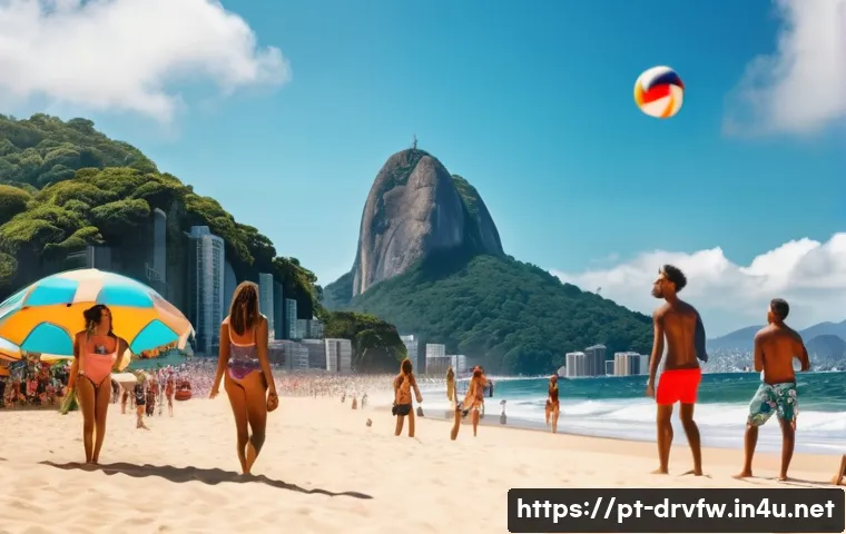 USB 장치 드라이버 설치 오류 해결 - **Prompt:** A sunny afternoon at a bustling Rio de Janeiro beach. A group of friends, all wearing st...